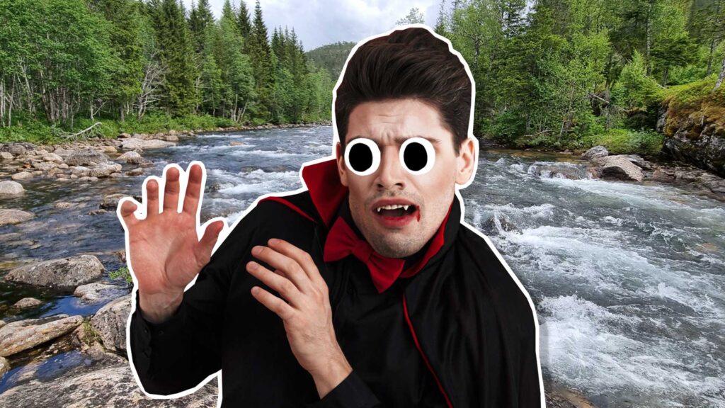 A vampire next to a river