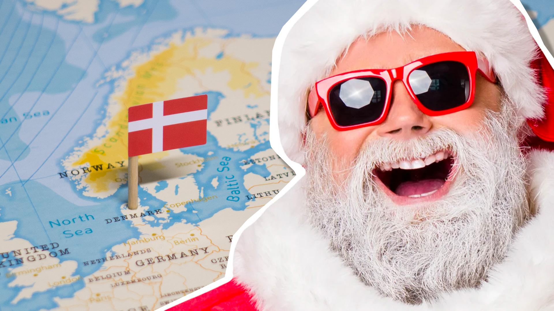 Santa and a map of Denmark