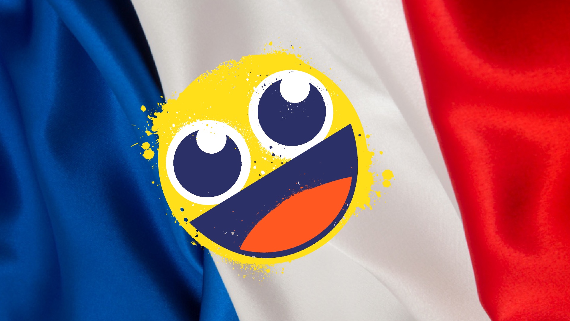 A French flag with a smiley emoji
