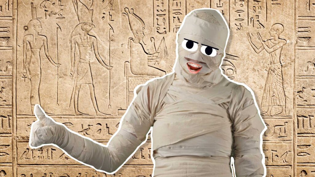 A mummy giving the thumbs up