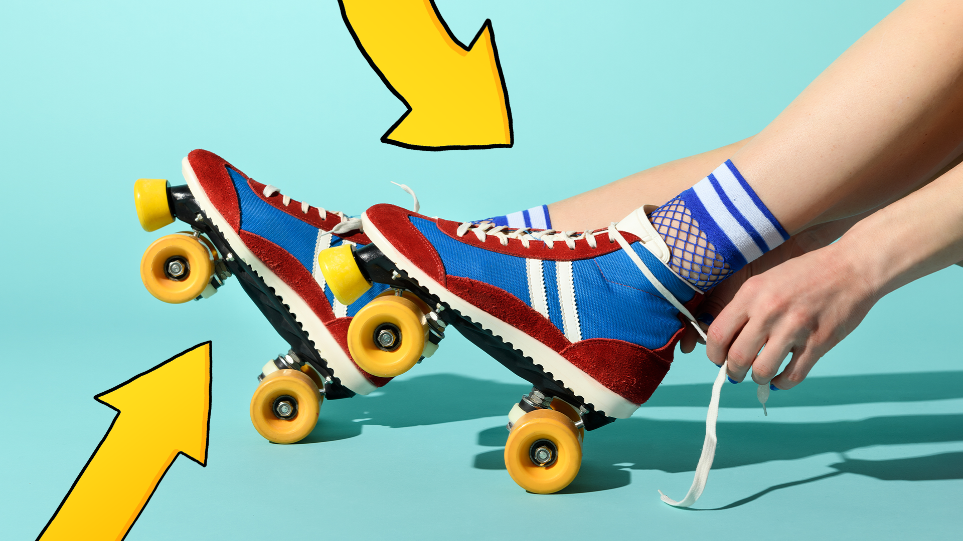 Arrow pointing to roller skates