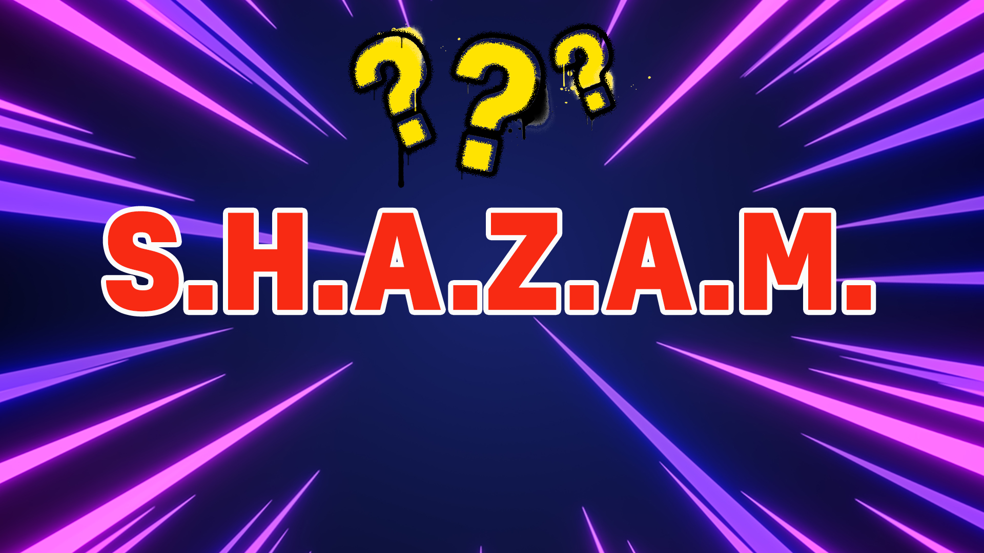 The acronym shazam on laser background
