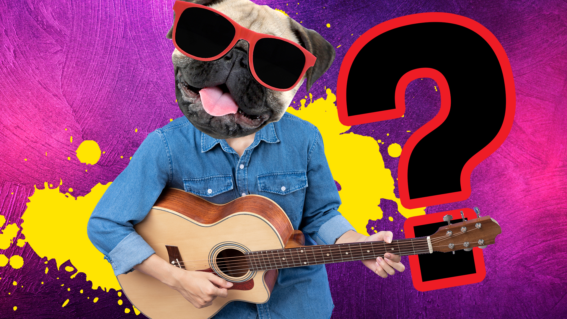 A dog man plays guitar