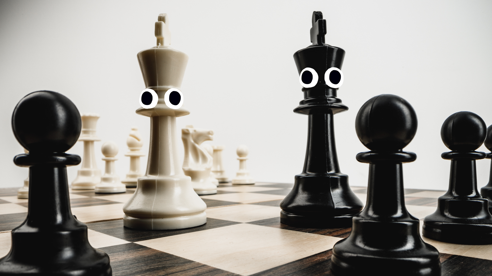 Chess pieces with eyes