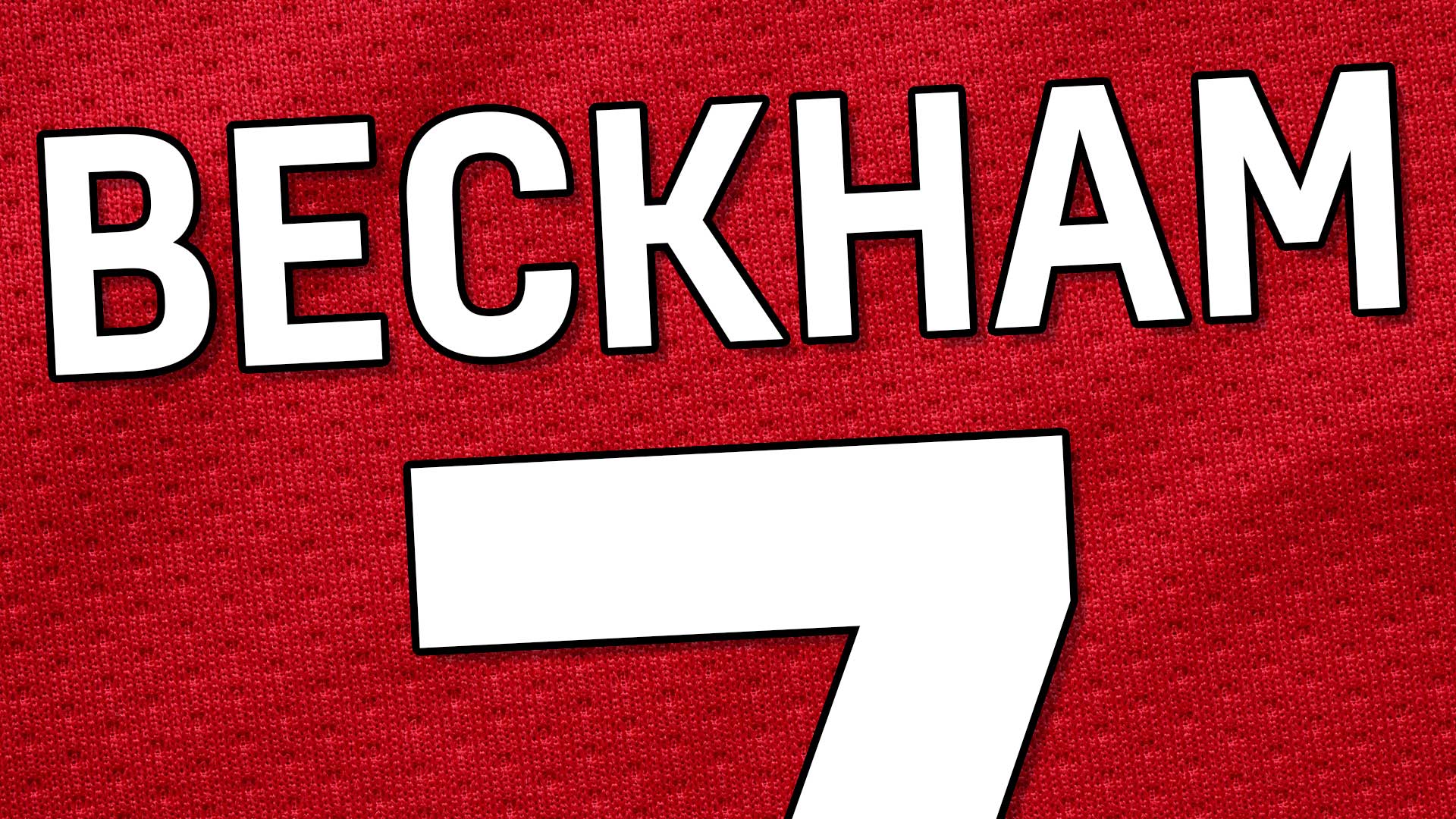 A red football shirt with the number 7 and Beckham printed on it