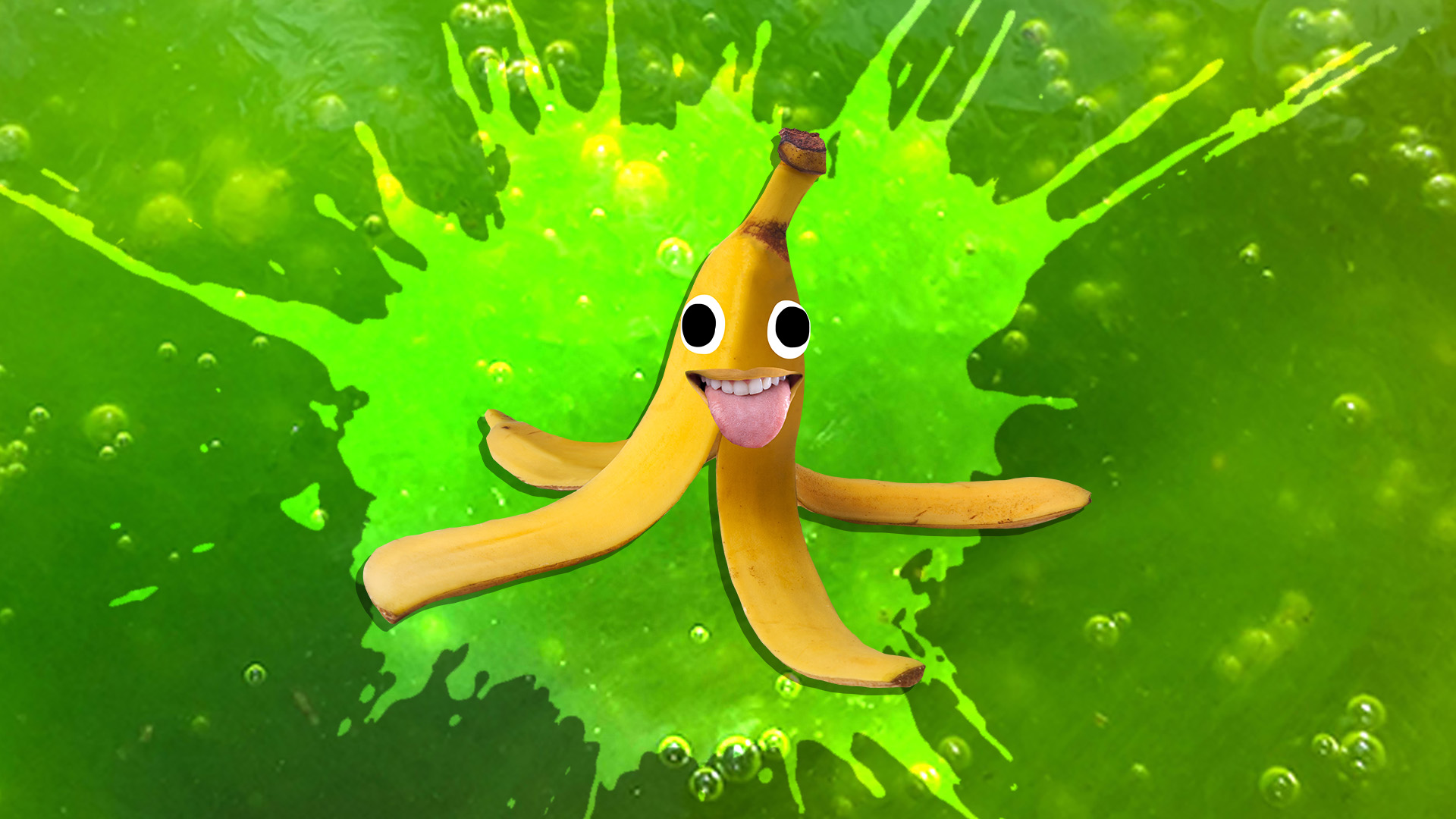A banana on a slime background
