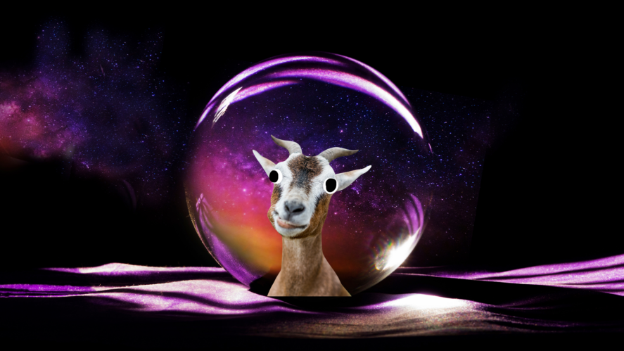 Crystal ball with derpy goat