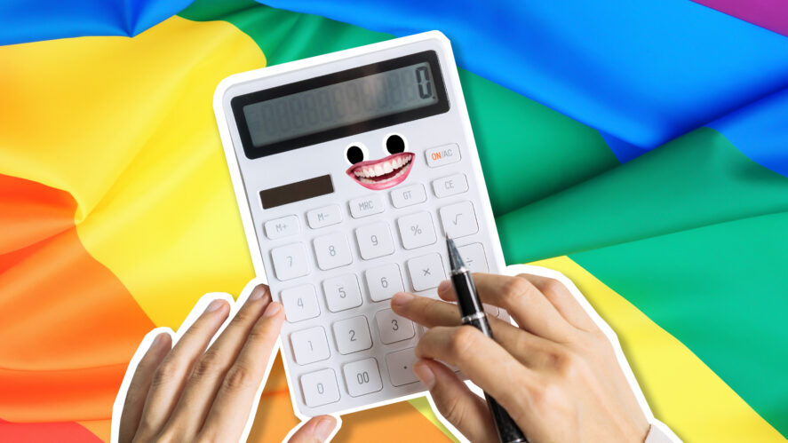 A Pride flag and a calculator 
