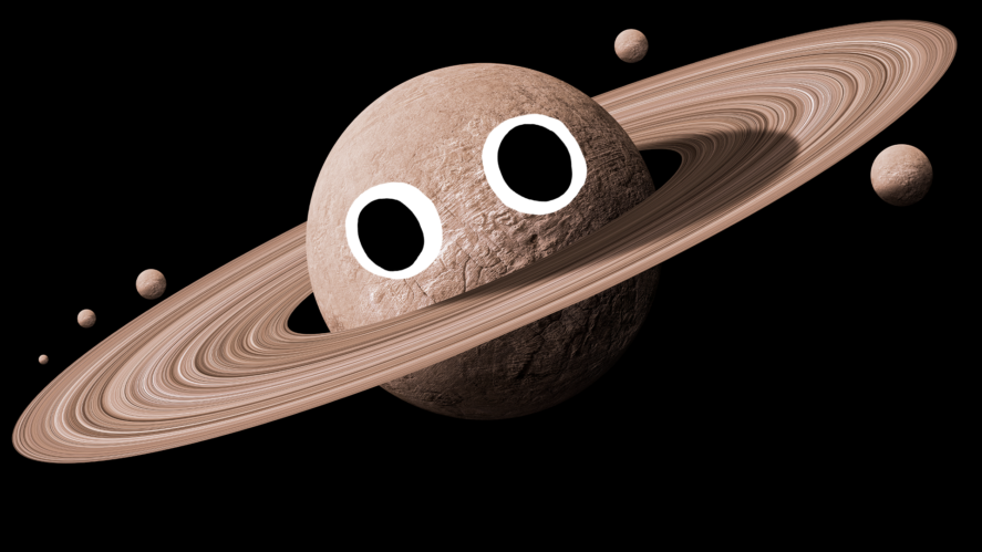 The planet Saturn with googly eyes