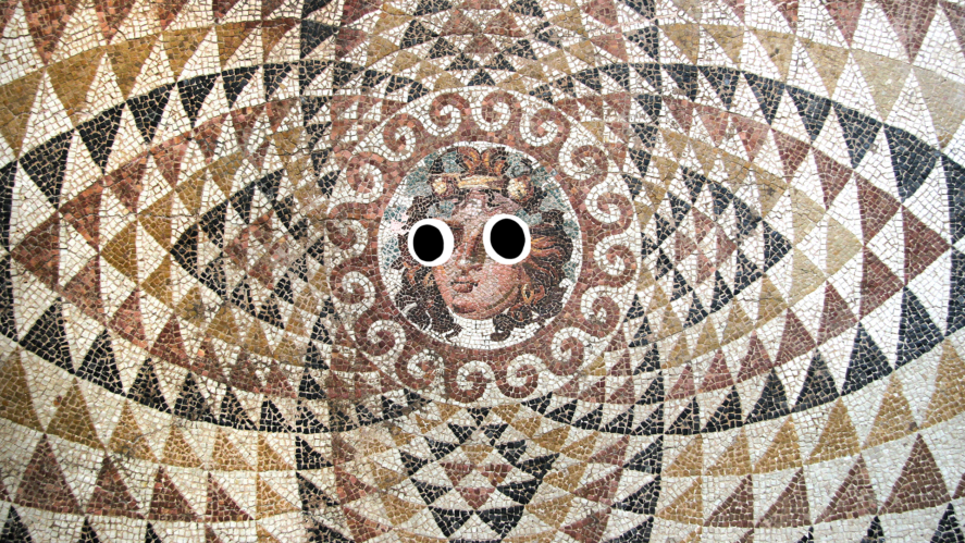 Mosaic with goofy face