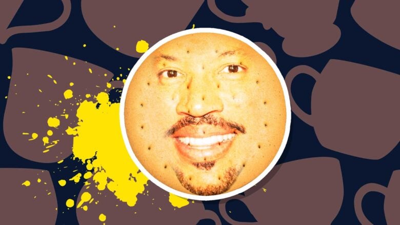 Lionel Richie as a Rich Tea biscuit