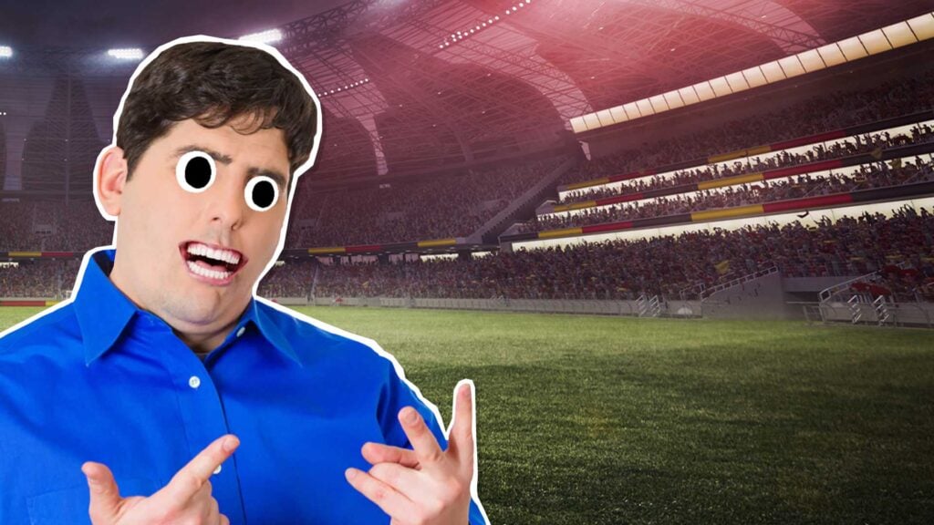 A man counting things in a football stadium