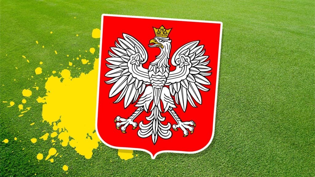 Polish coat of arms on a grassy field