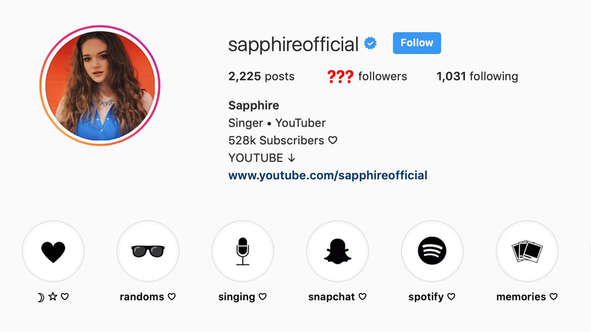 Sapphire's Instagram