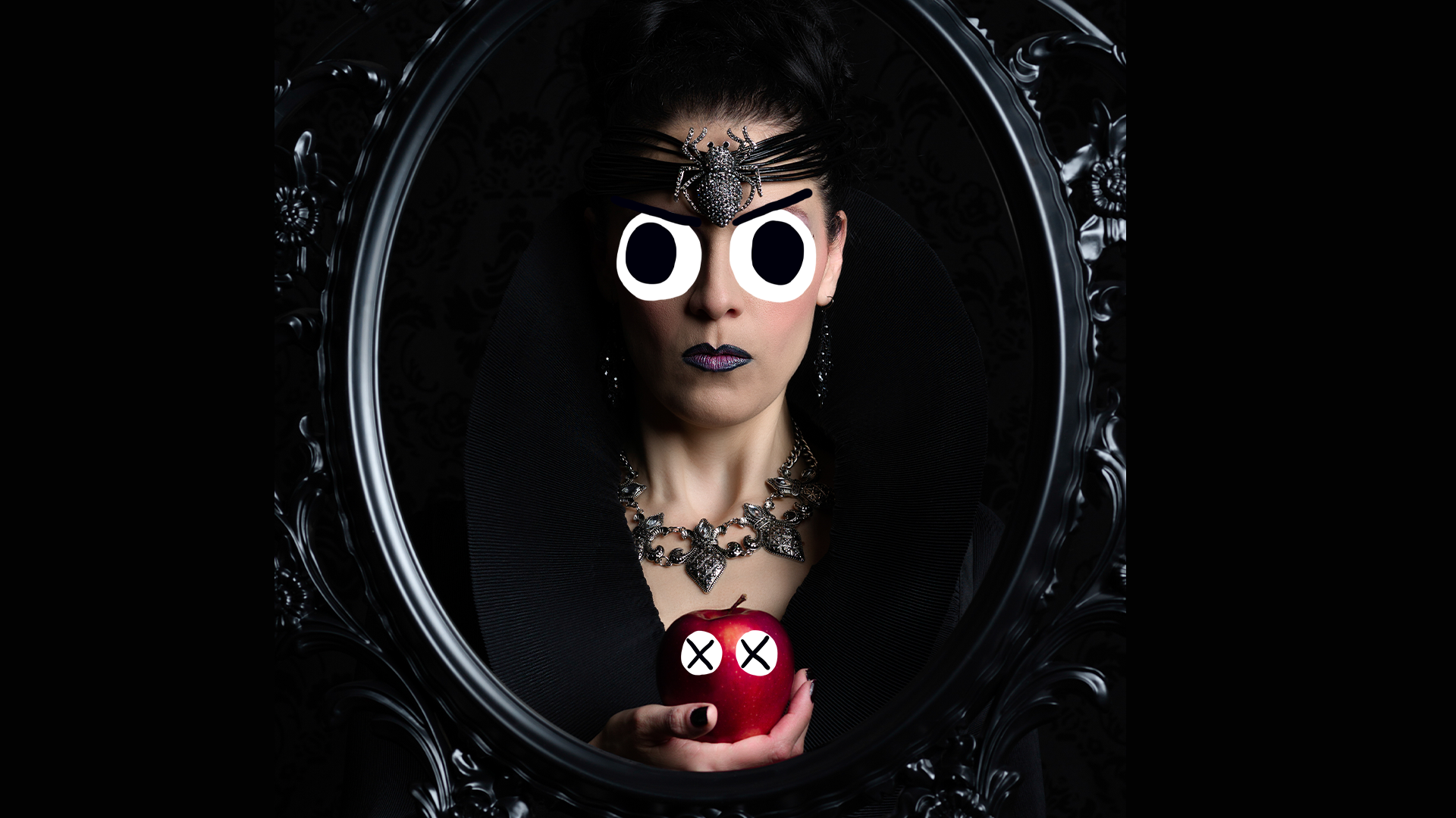 Evil queen with stunned apple 