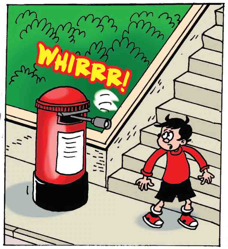 The postbox whirrs