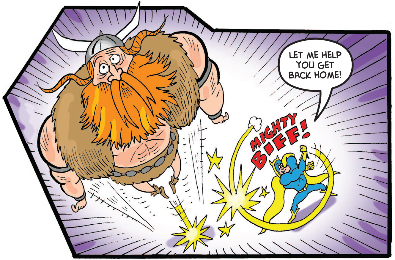 Bananaman punches Thor back to Valhalla