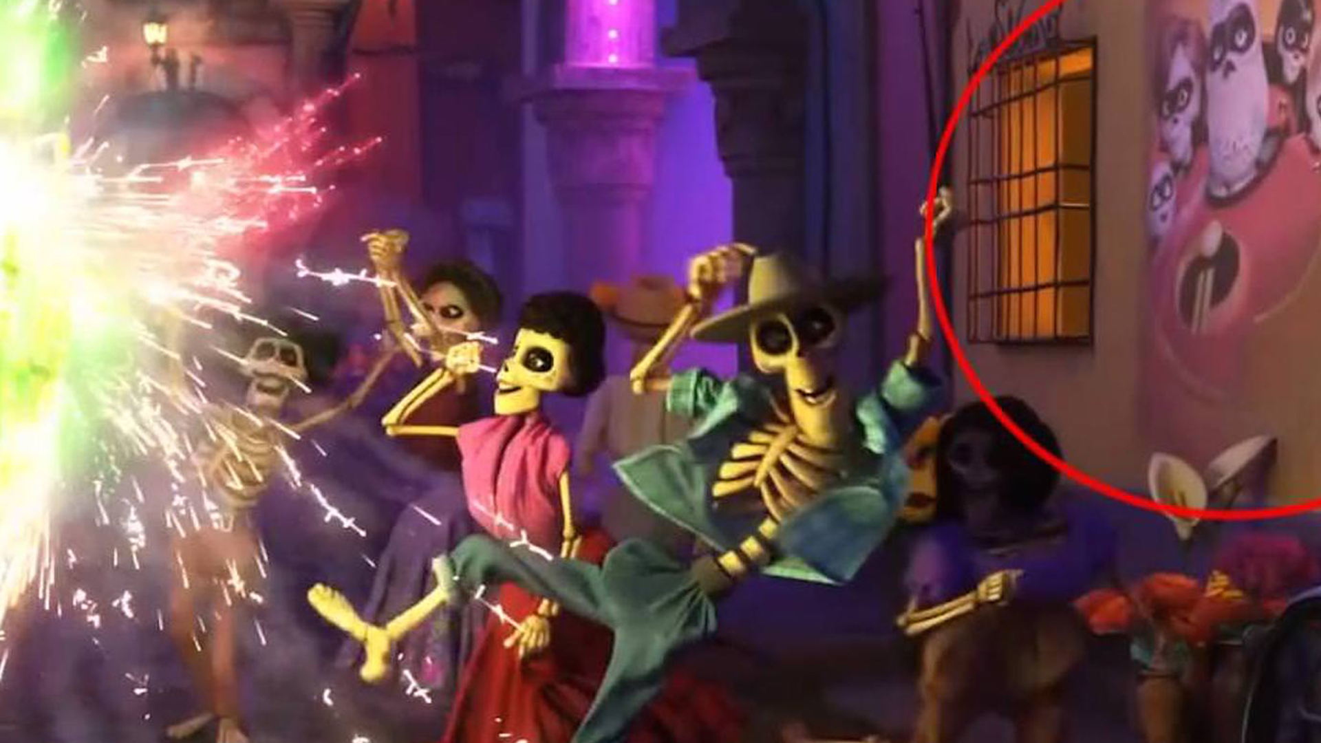 A scene from the Pixar movie, Coco